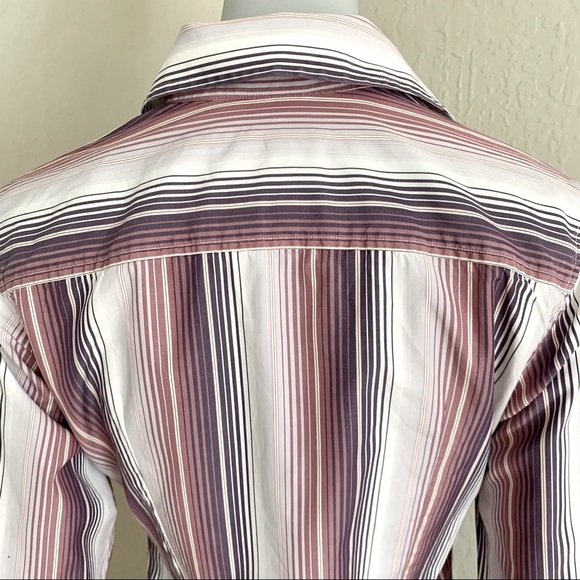 THOMAS PINK 100% Cotton Striped Button Up Shirt Plum White - Picture 10 of 16